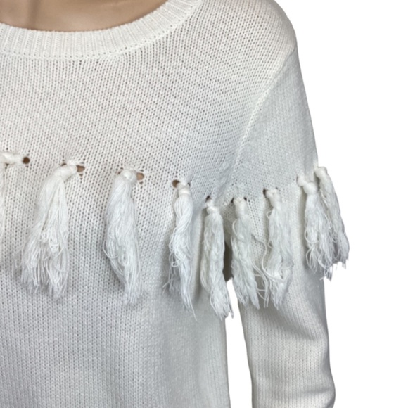 Sail to Sable off white fringe tassel sweater size medium - Picture 7 of 10